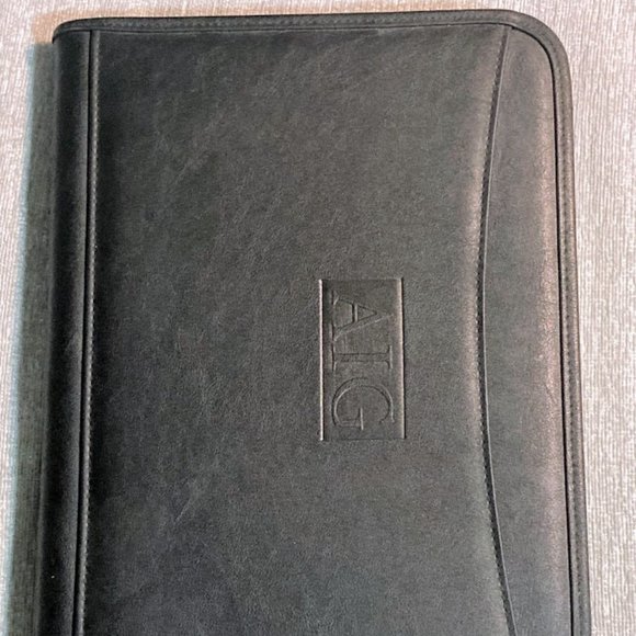 AIG Leeds Black Faux Leather Zip Around Organizer Portfolio Finance NEW - Picture 1 of 7